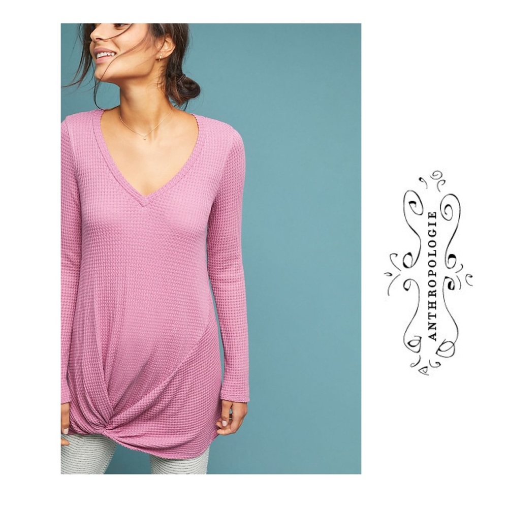 Anthropologie Eri + Ali waffle knit knotted Top M